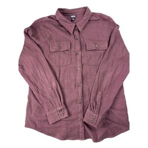 Patagonia Organic Cotton Flannel Shirt Mens XL Burgundy Long Sleeve Button Up